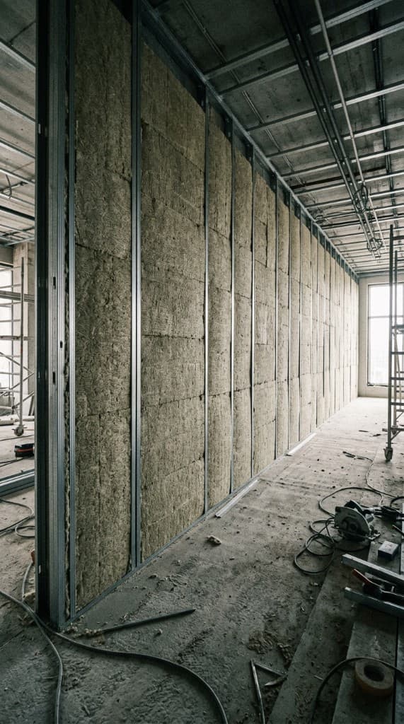 Application: mineral wool batts installed in the metal stud wall